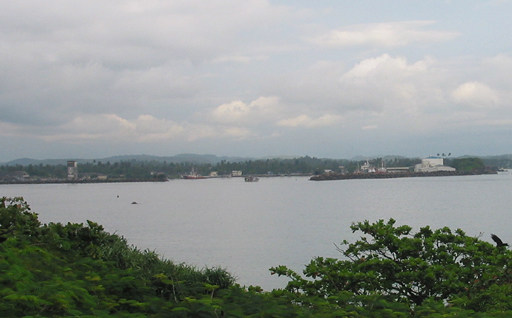 Looking east across the bay at the harbor interance