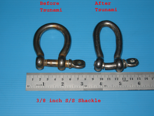 Anchor shakle before and after tsunami