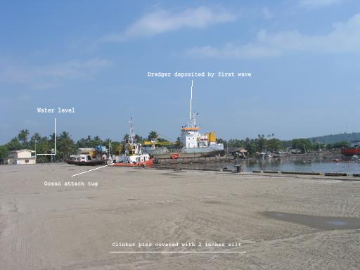 Dredger washed up on the quay