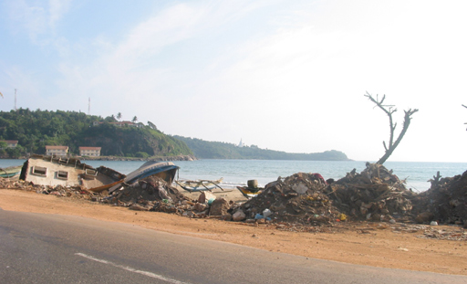 Damage at a fishing village
