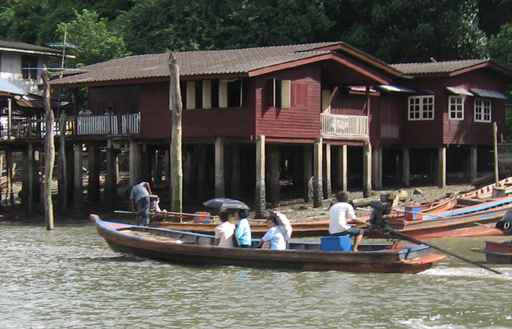 People going to market in a long tail boat
