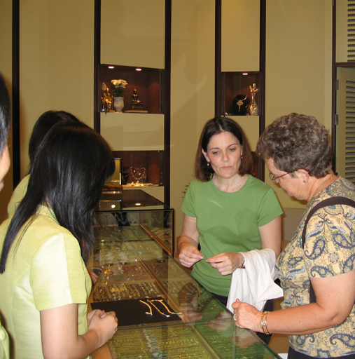 Lisette and Jane shopping for gold